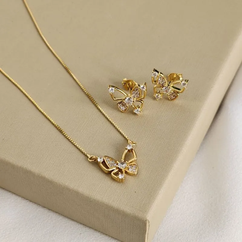 Conjunto Borboleta Zircônia