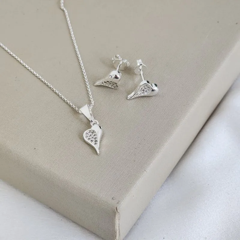 Conjunto Coração Liso e Zirconia