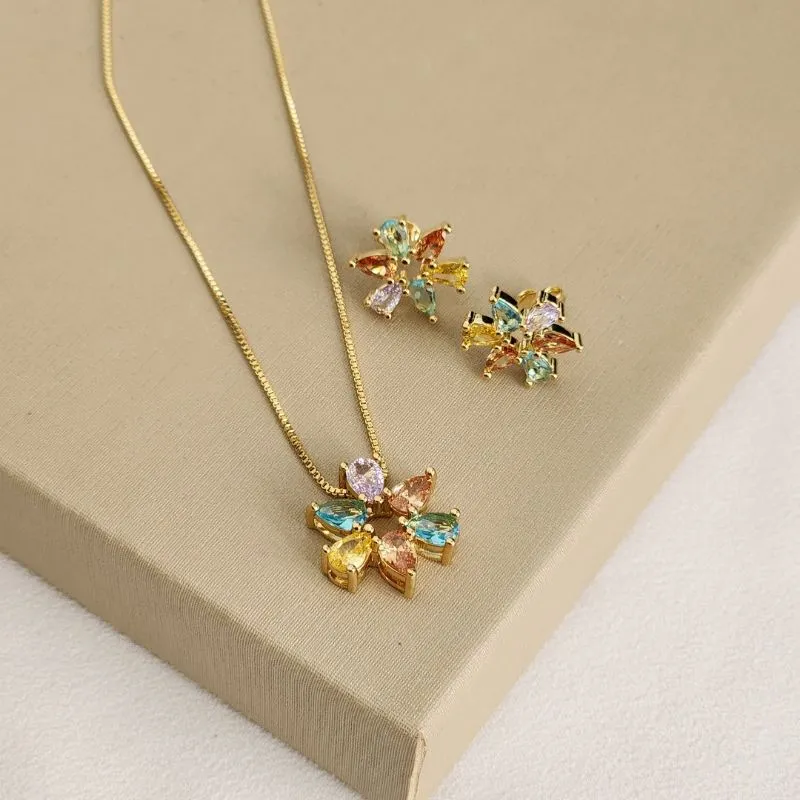 Conjunto Flor Zircônia