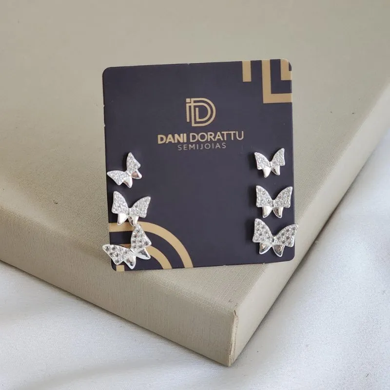 Mix Brinco Borboleta Zircônia