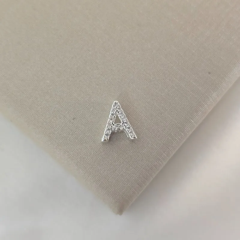 Pingente Letra A Zircônia Prata