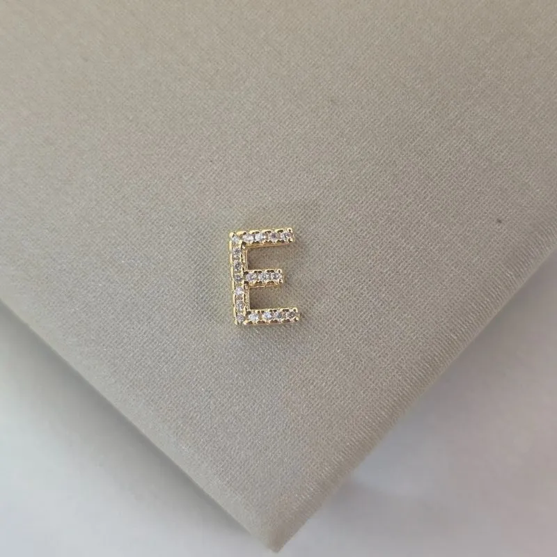Pingente Letra E Zircônia