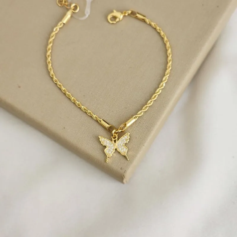 Pulseira Borboleta Lisa e Zircônia