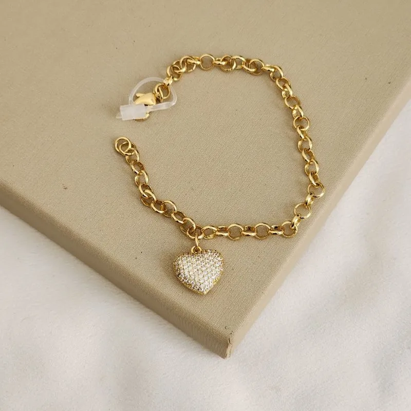 Pulseira Delicada Coração Zirconia
