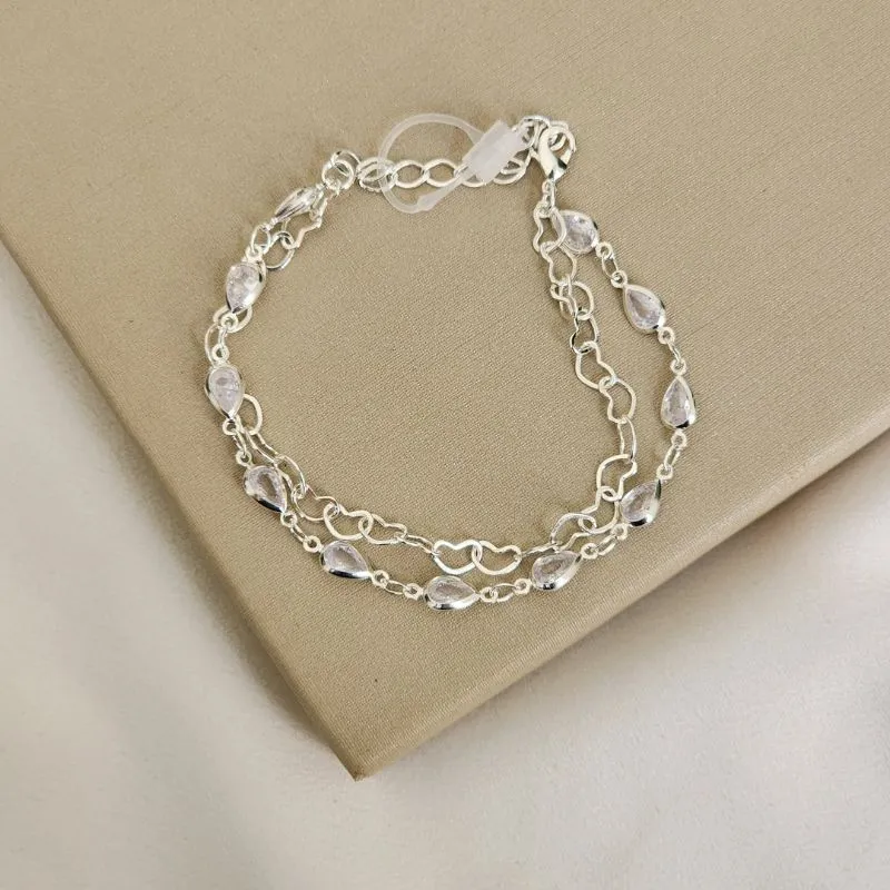 Pulseira Dupla Gota Zircônia