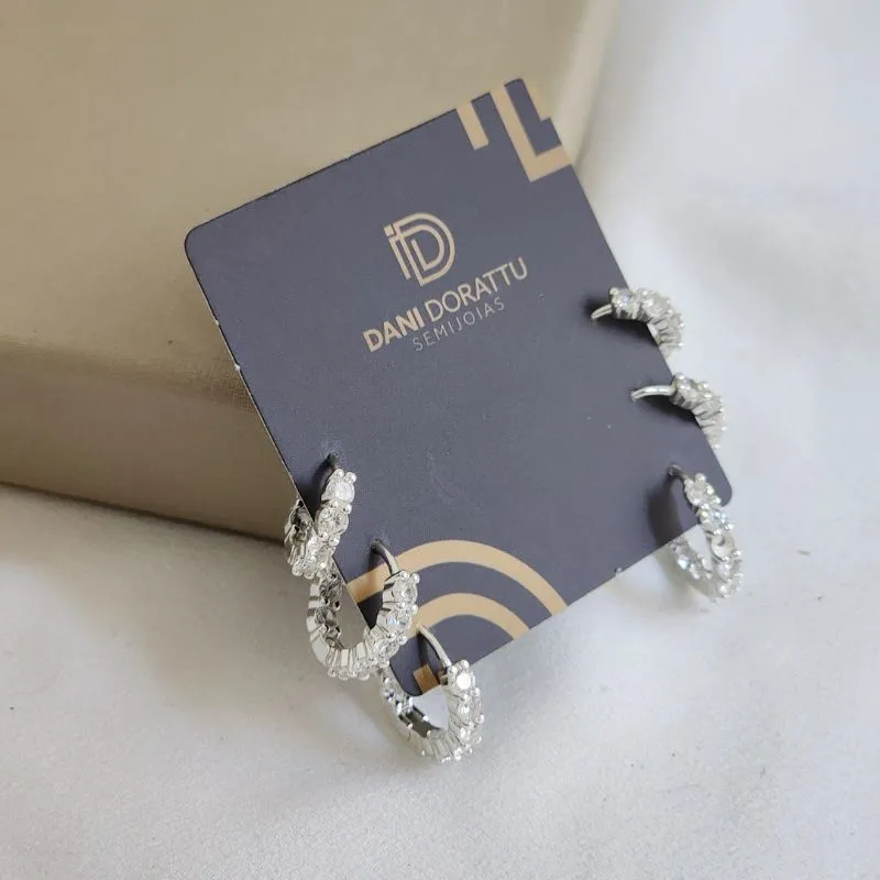 Trio de Argolas Delicadas Zircônia