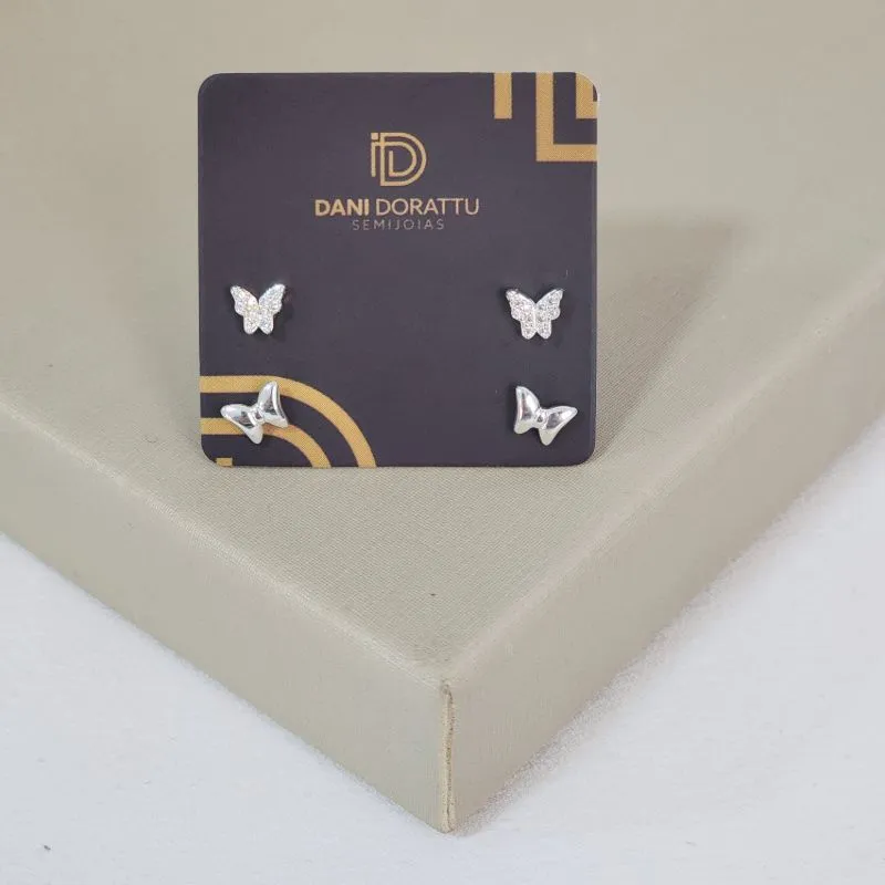 Mix de Brincos Borboletas Zirconia
