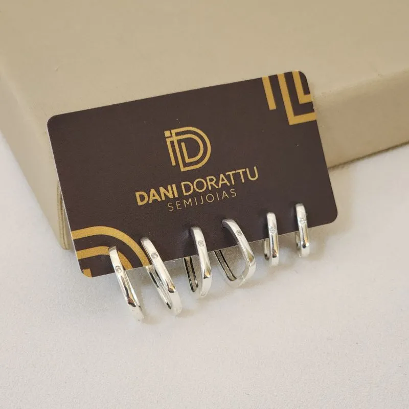 Trio de Argolas Delicadas Lisas