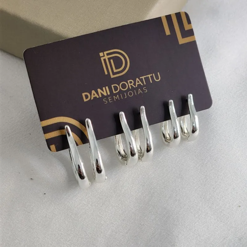 Trio de Argolas Lisas Delicadas