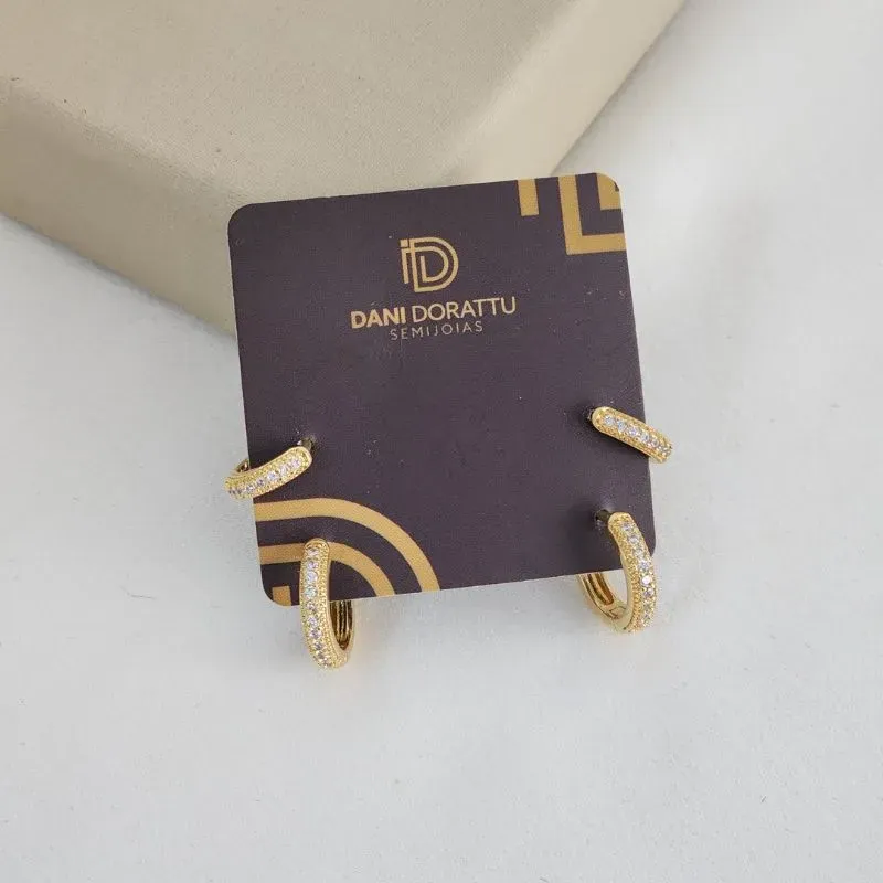 Argola Delicada Coração e Zircônia