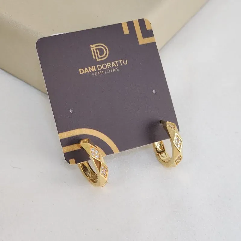 Argola Delicada Lisa e Zircônia