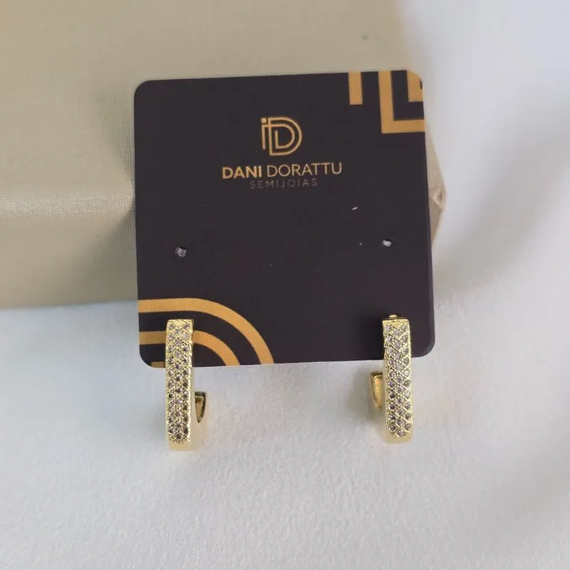 Argola Delicada Quadrada Zircônia