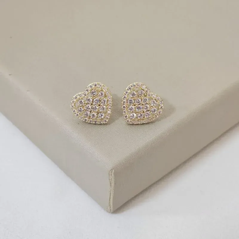 Brinco Coração Delicado Zircônia