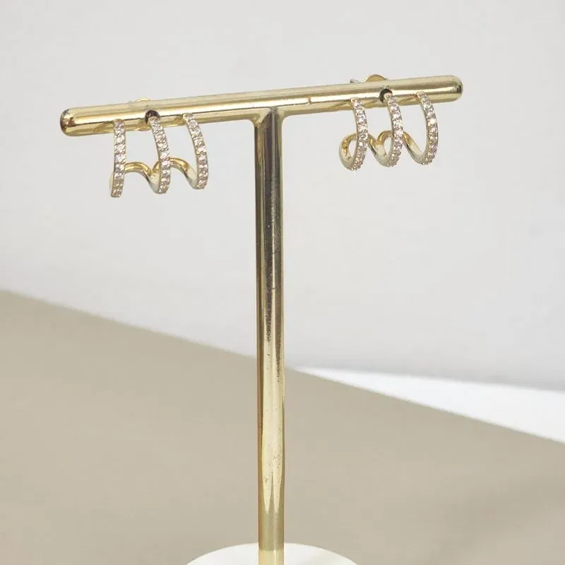 Brinco Tres Fios Zircônia