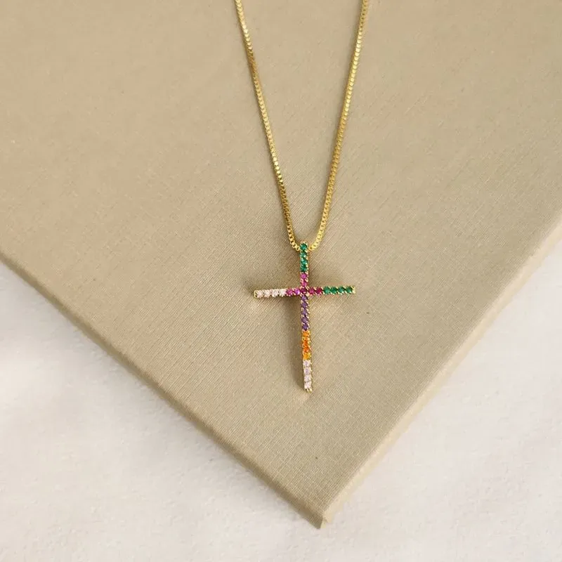 Colar Cruz Zircônia