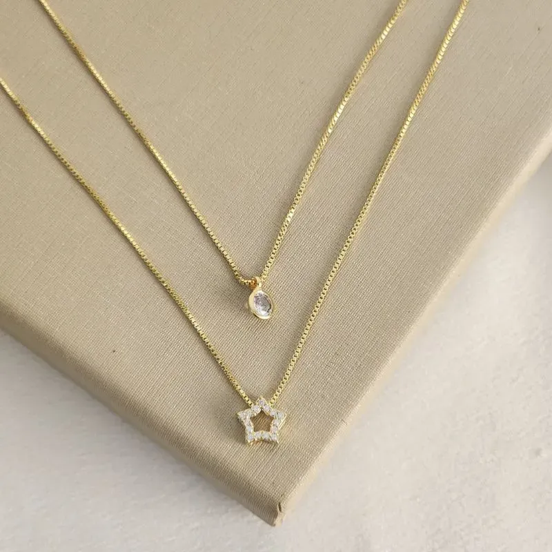 Colar Duplo Zircônia