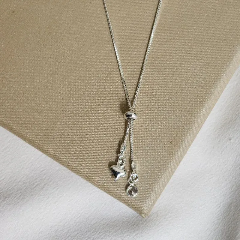 Colar Gravatinha Coração e Zircônia