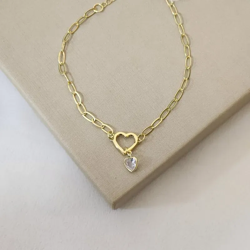 Pulseira Delicada Coração e Zircônia