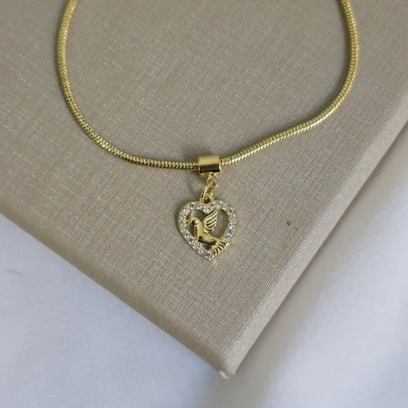 Pulseira Delicada Pomba da Paz Zircônia