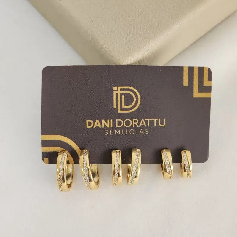 Trio Argola Delicada Zircônia