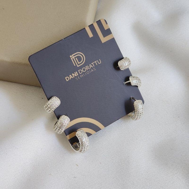 Trio de Argolas Delicadas Zircônia