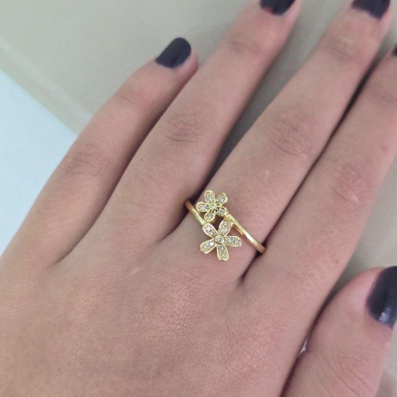 Anel 2 Flor Zirconia