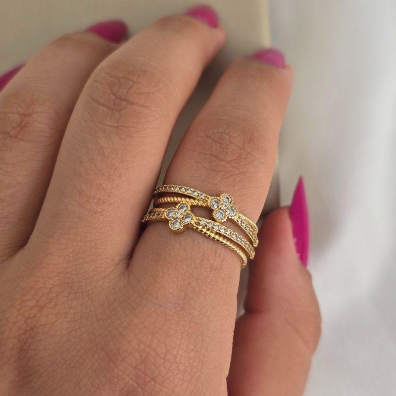 Anel 4 Fios Zircônia