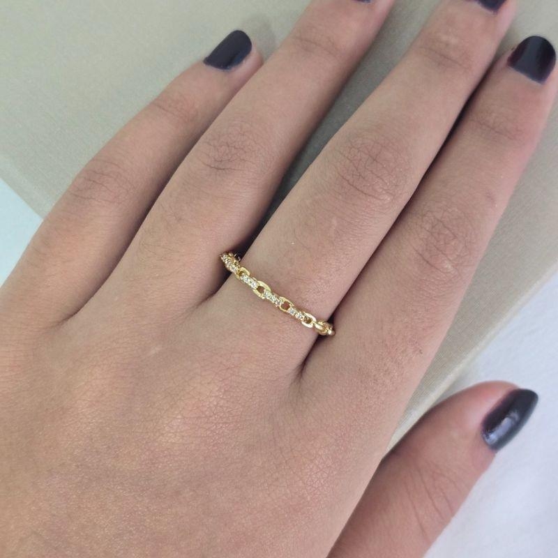 Anel Corrente Cravejado Zirconia