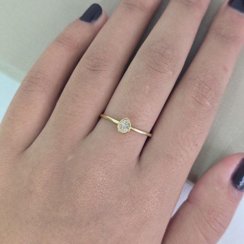 Anel Fino Gota Cravejado Zirconia