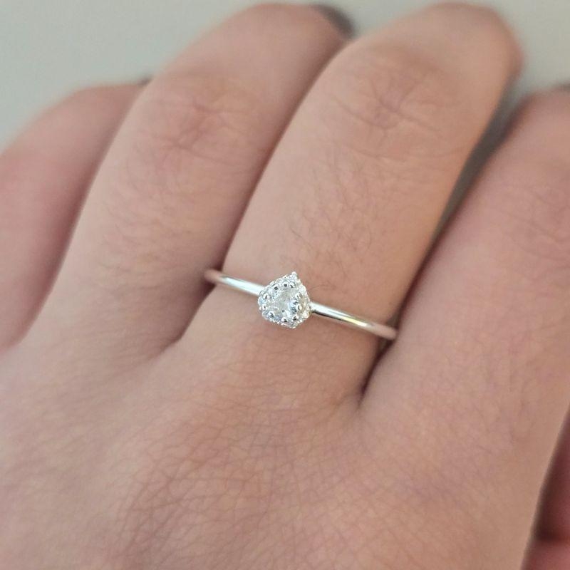 Anel Fino Solitario Coracao Zirconia