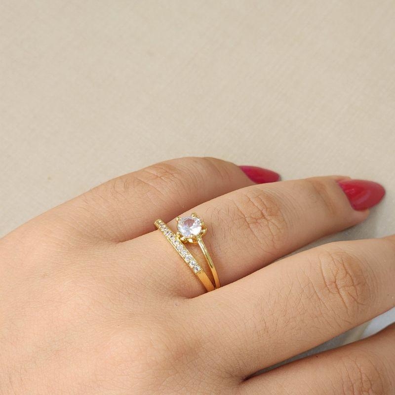 Anel Flor Pedra Cristal