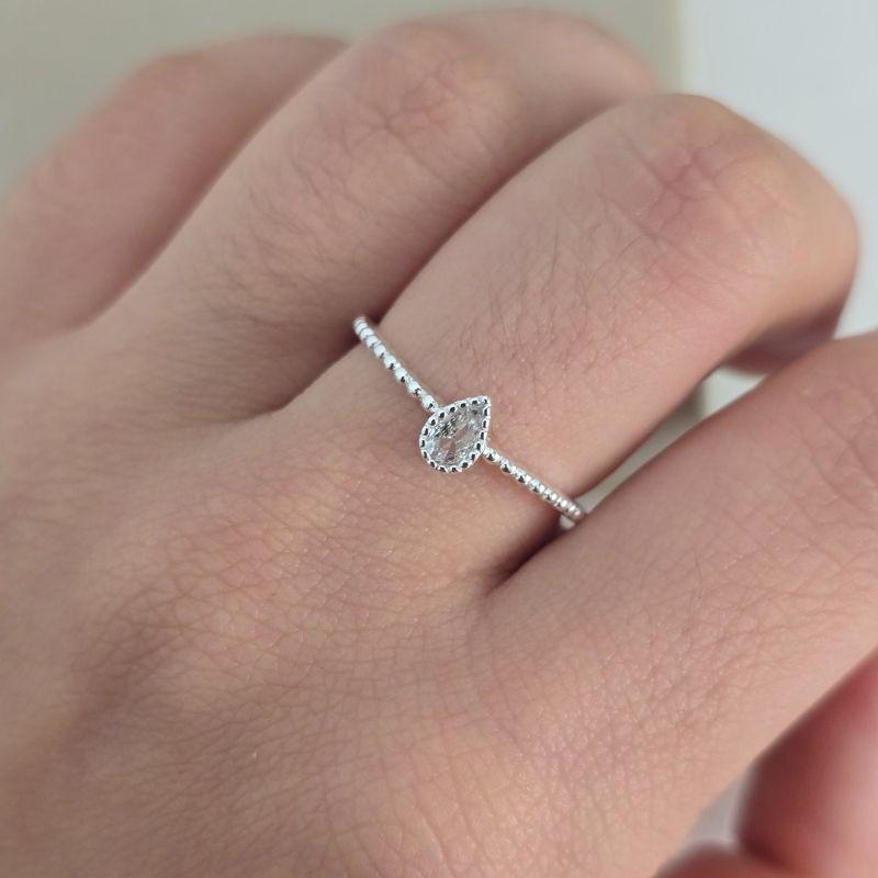 Anel Gota Linha Fina Zirconia