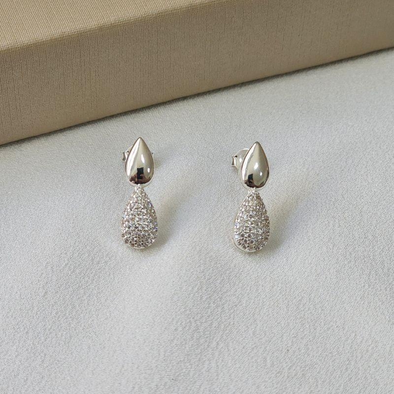 Brinco Gota Zircônia Cravejada