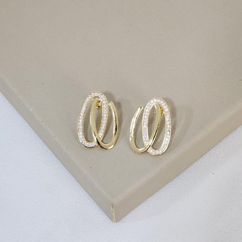 Brinco Vazado Liso e Zirconia