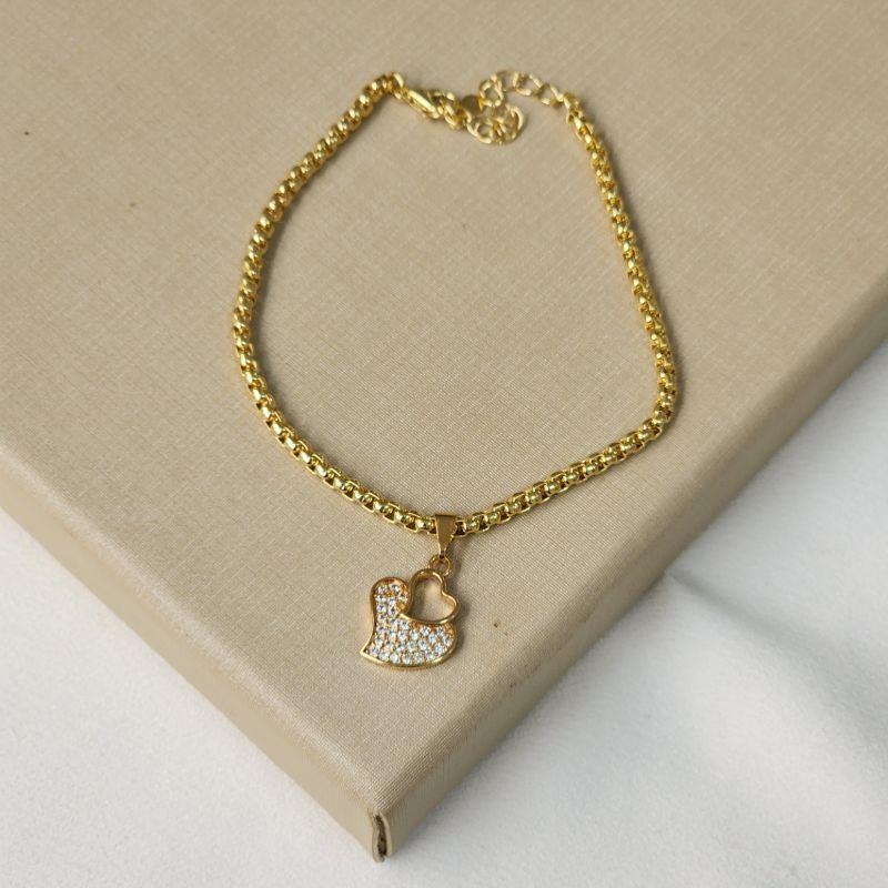 Pulseira Delicado Coração Zircônia
