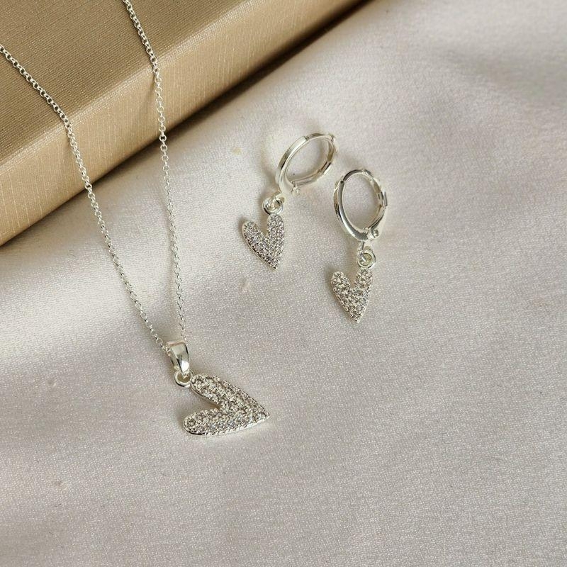 Conjunto Delicado Coração Zircônia