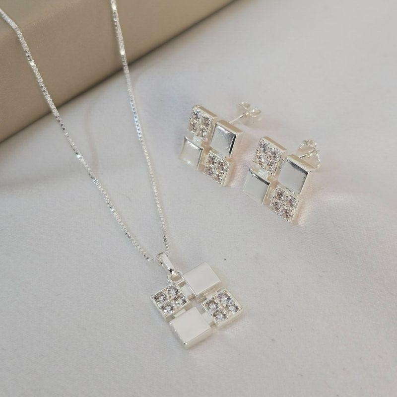 Conjunto Quadrado Liso e Zircônia