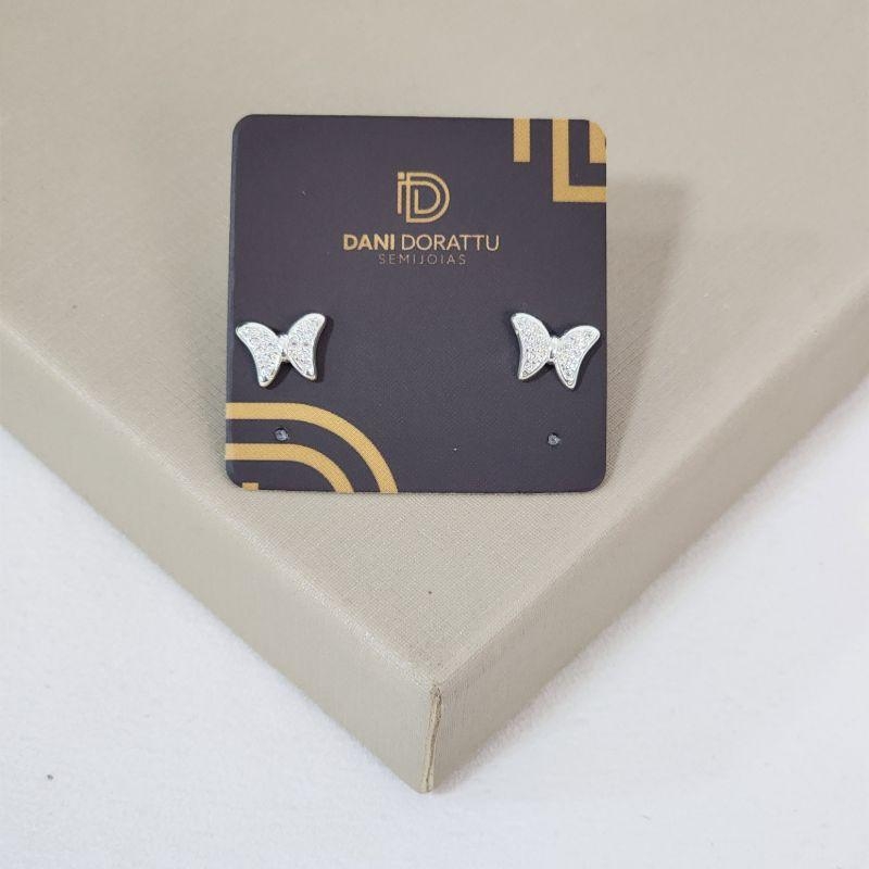 Brinco Delicado Borboleta Zirconia