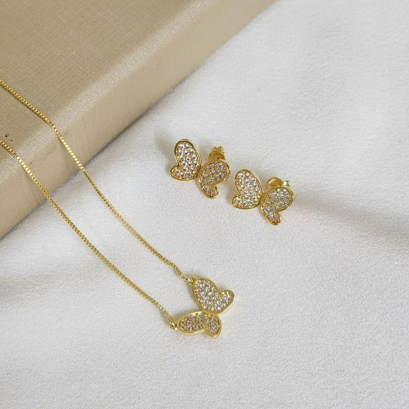 Conjunto Delicado Borboleta Zircônia