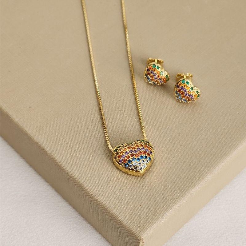 Conjunto Delicado Coração Zircônia