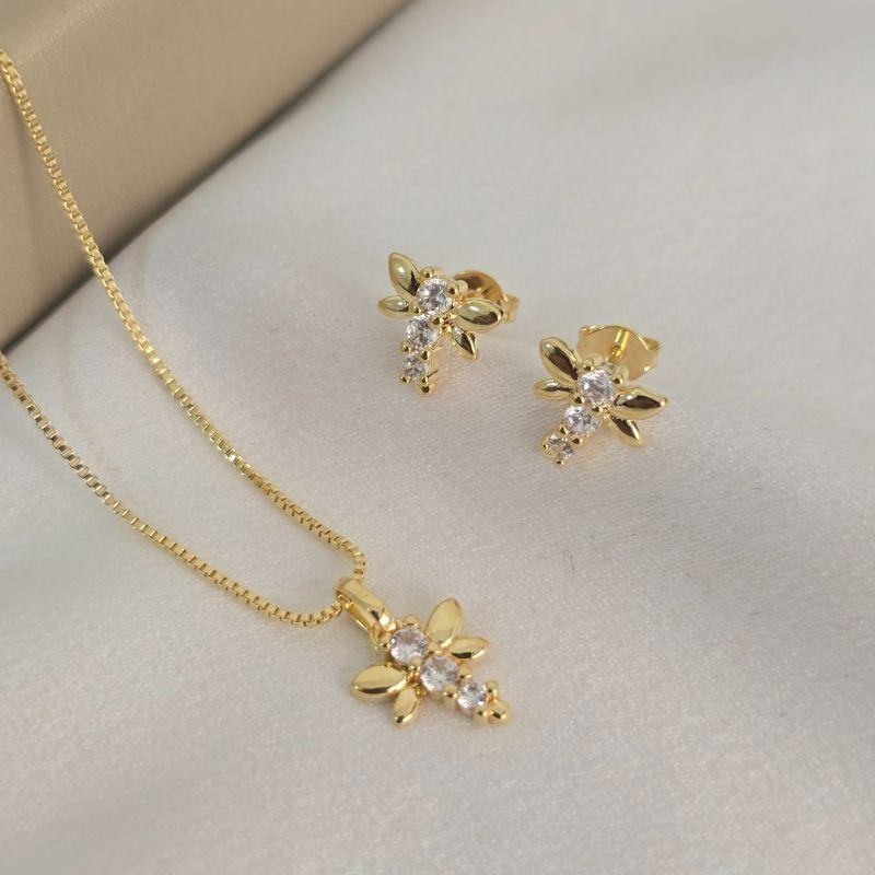 Conjunto Delicado Libélula Zircônia