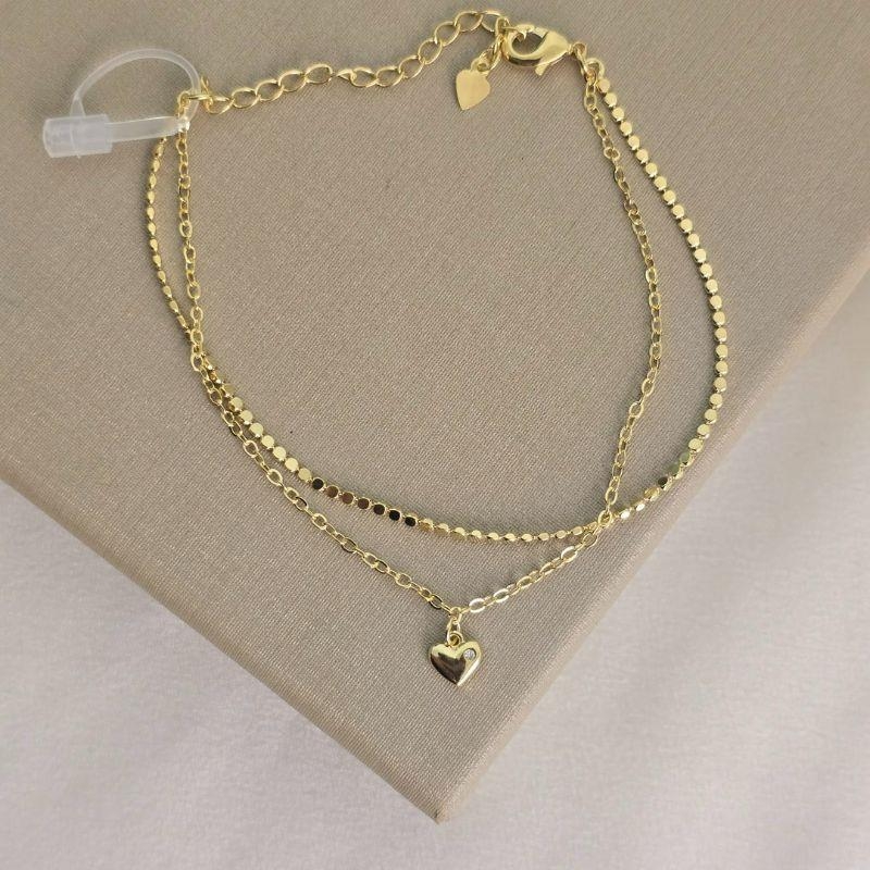 Pulseira Delicada Chapinha e Coração