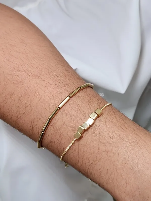 Pulseira Metal Geométrica banhada Ouro 18k