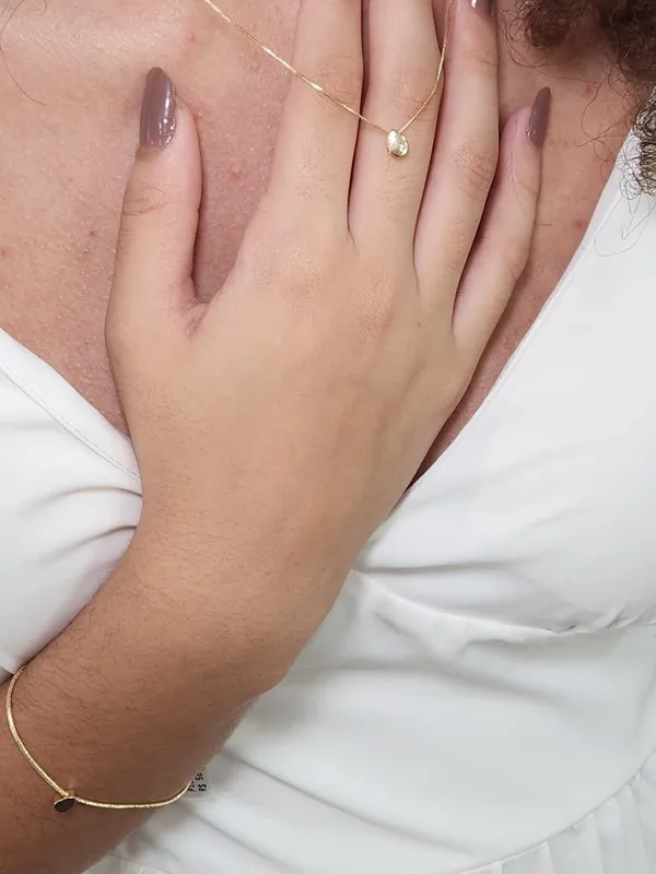 Colar Minimalista Delicado Gota Pequena banhado Ouro 18k