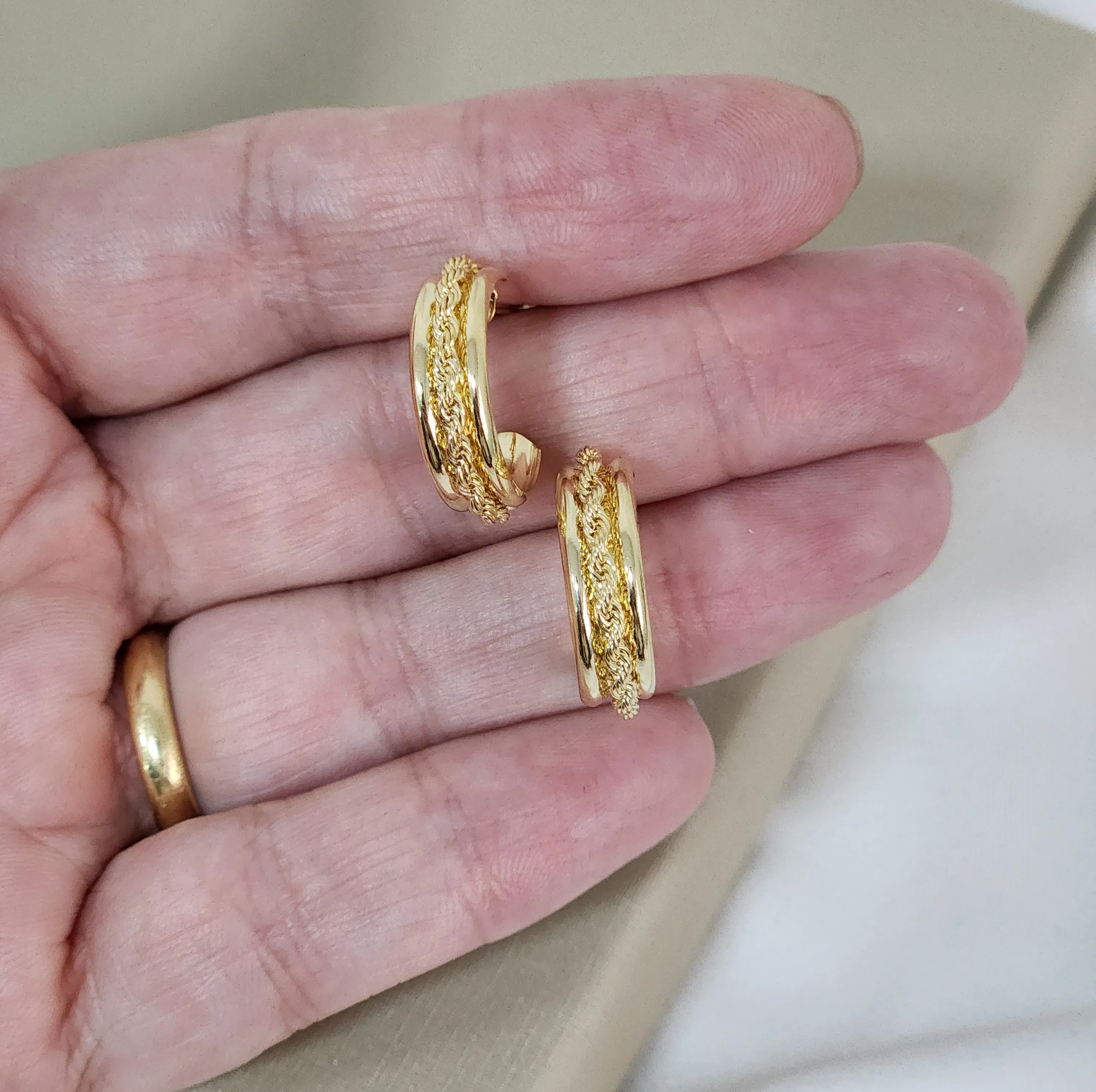 Brinco Argola Cordão Baiano banhado Ouro 18k