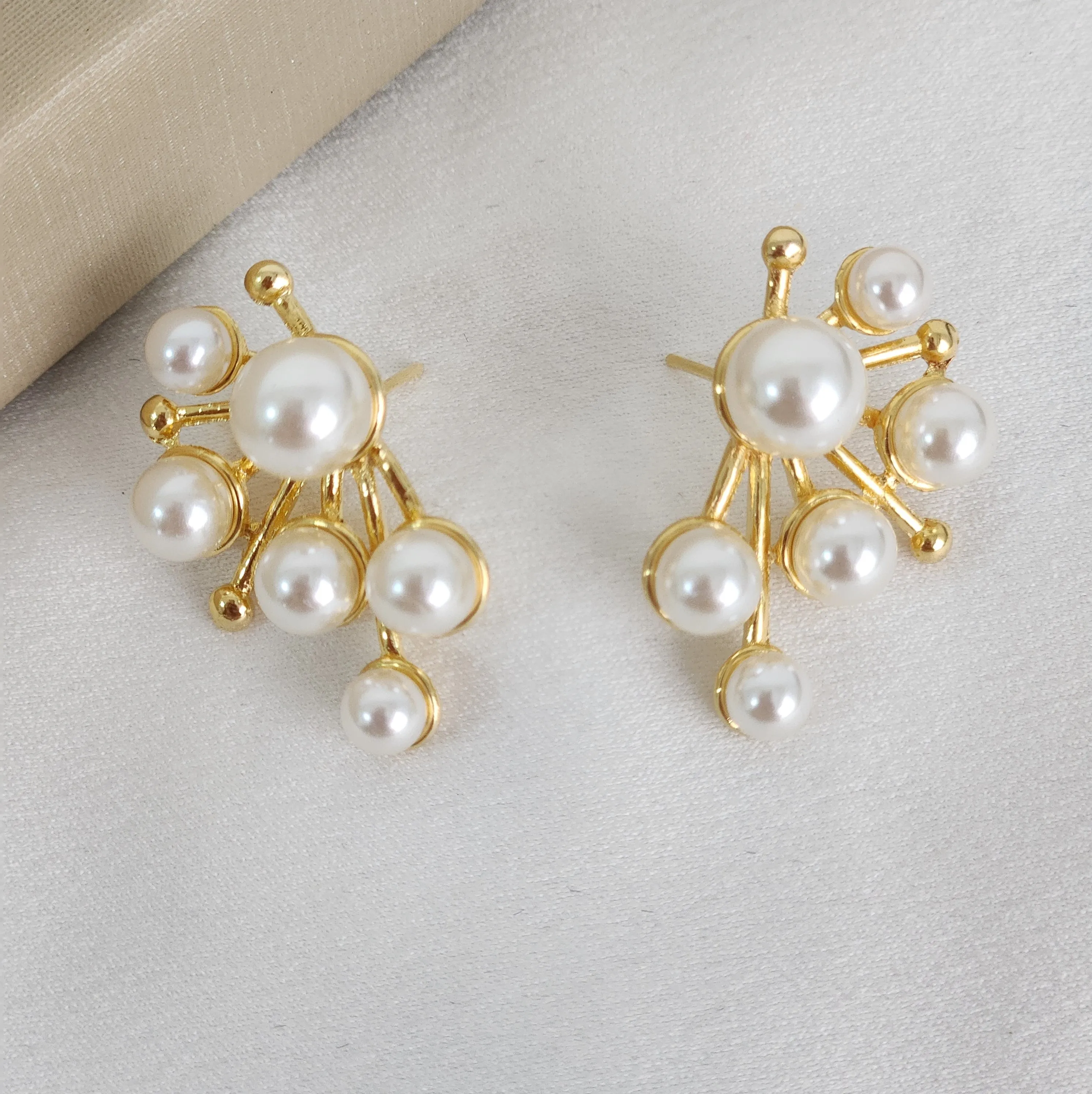 Conjunto Brinco Anel Pérola banhado Ouro 18k