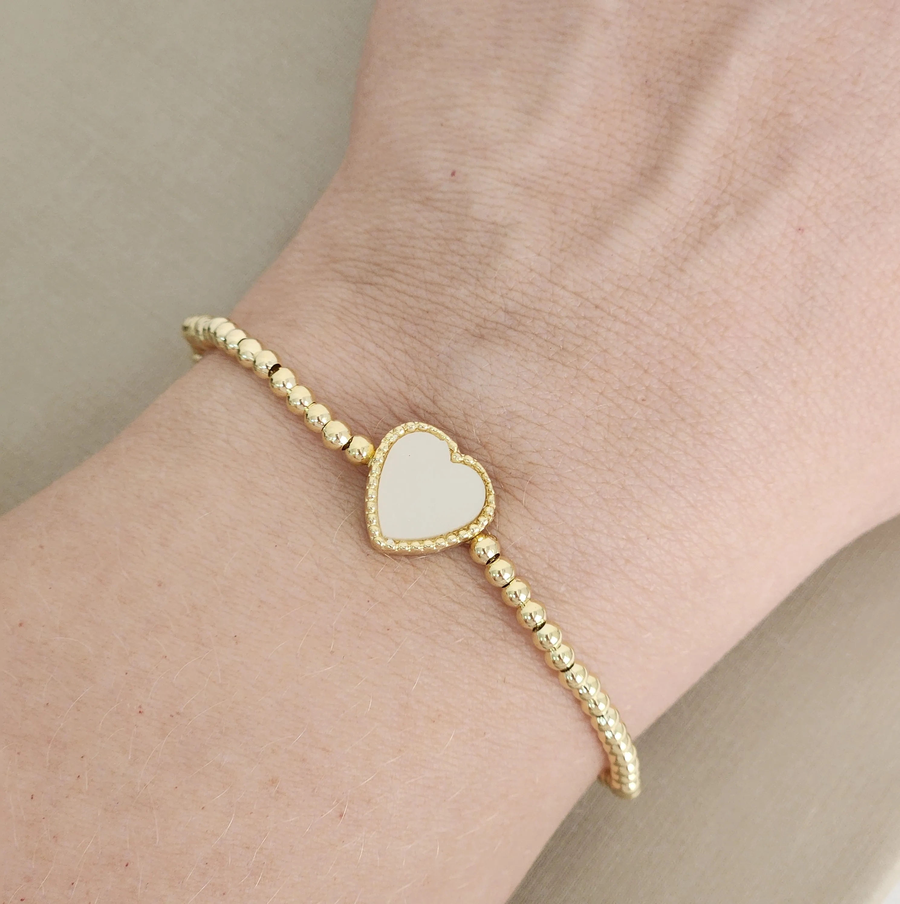 Pulseira Coração Madrepérola banhada Ouro 18k