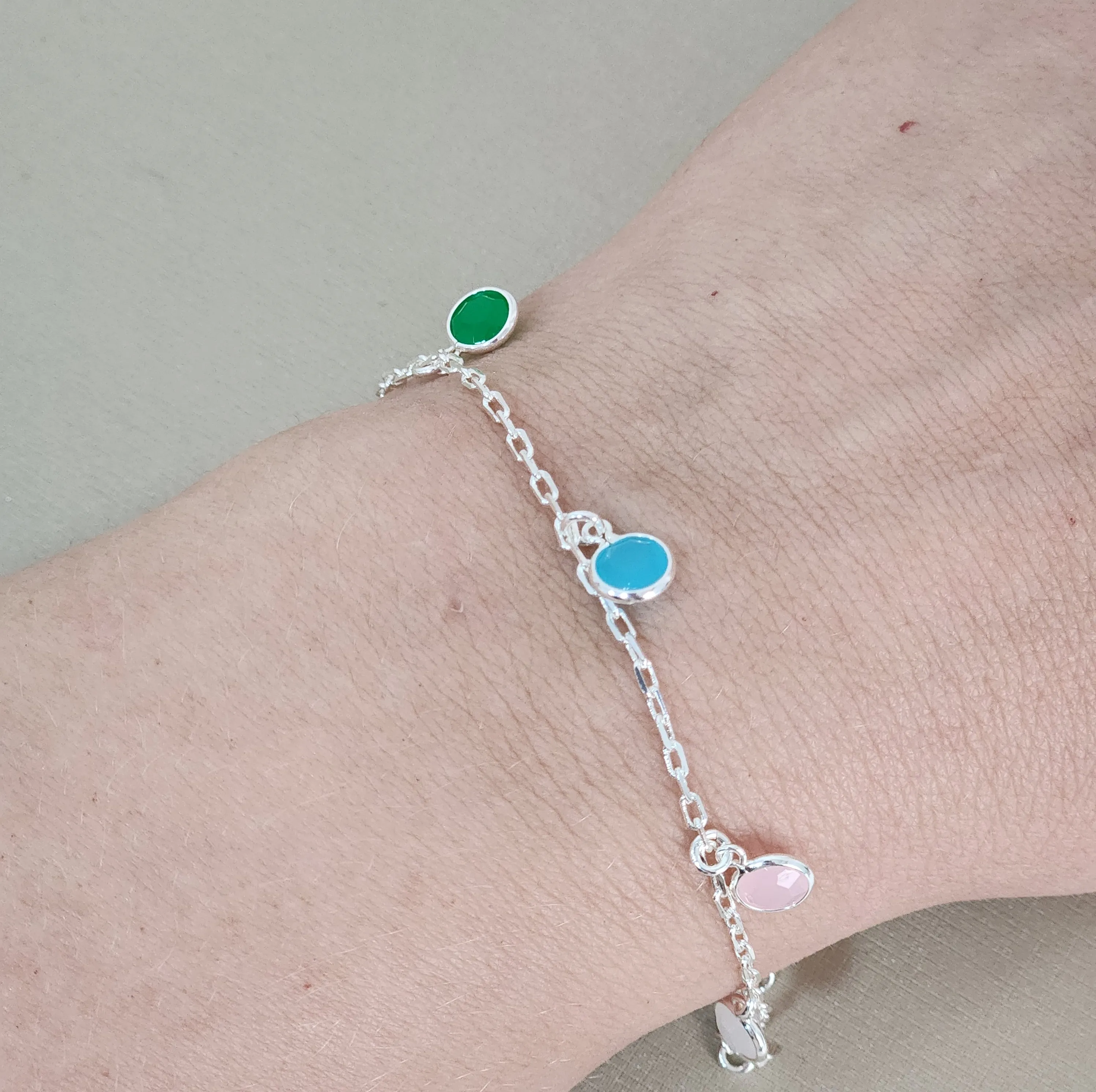 Pulseira Zircônia Colorida banhada Prata