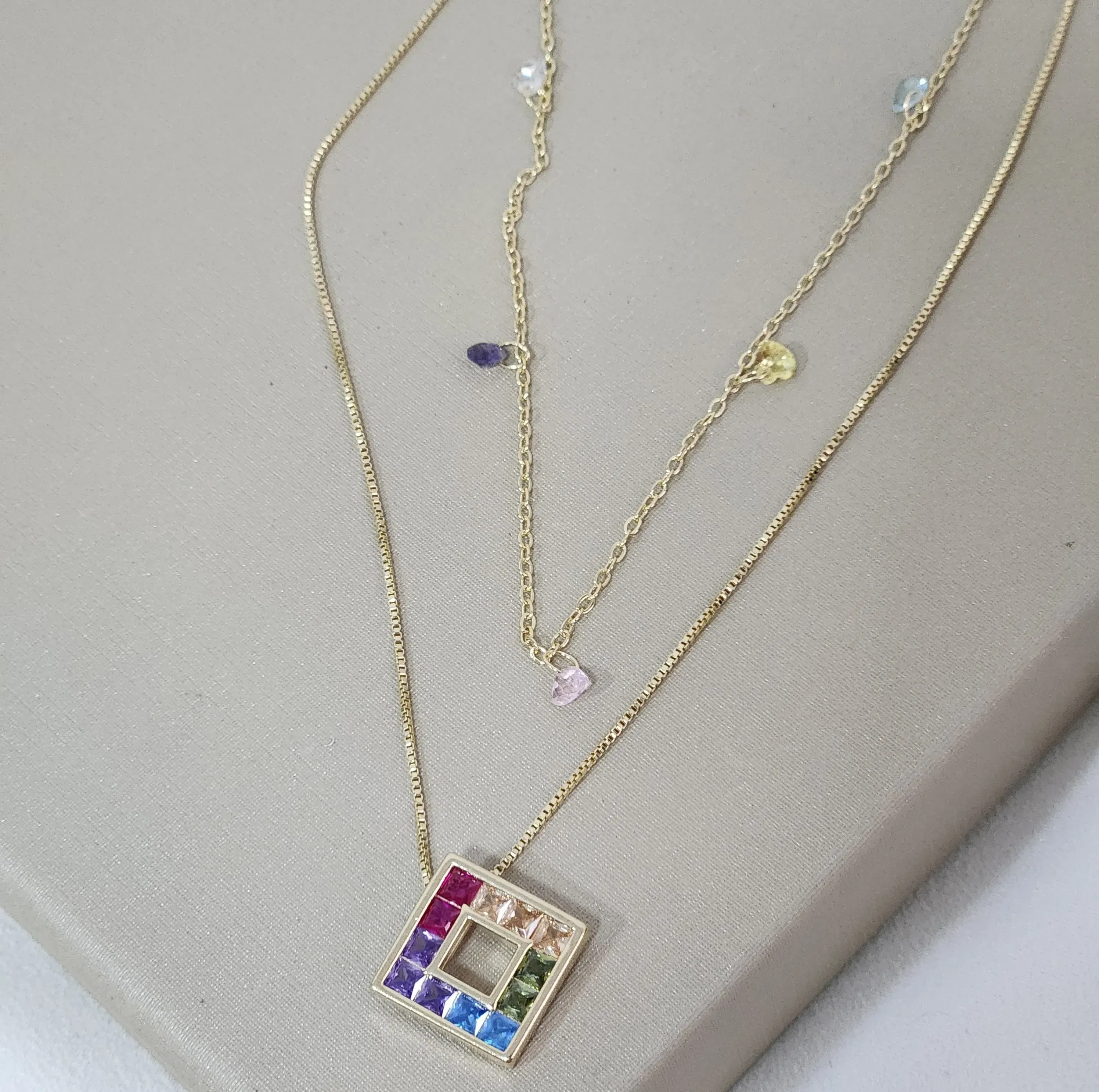 Colar Duplo Zircônia