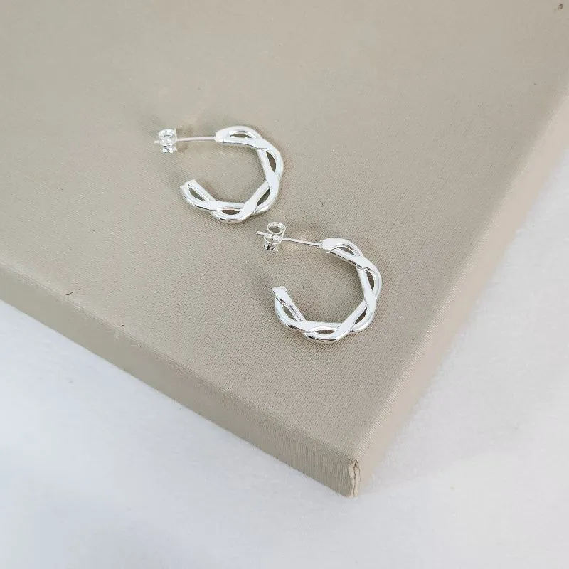 Argola Metal Entrelaçado banhada Prata